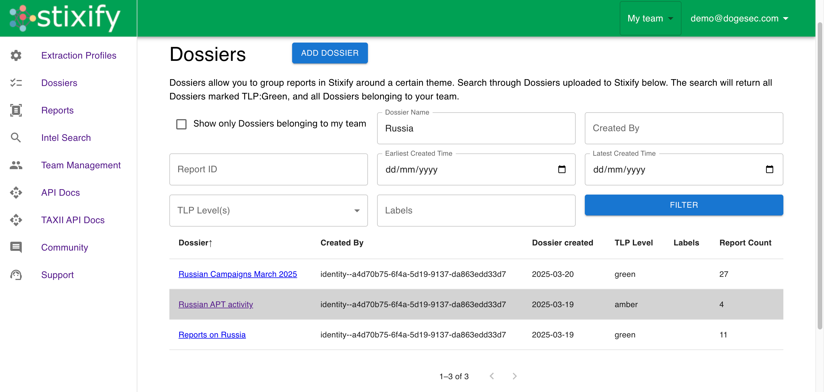 Upload a Report Track Intelligence